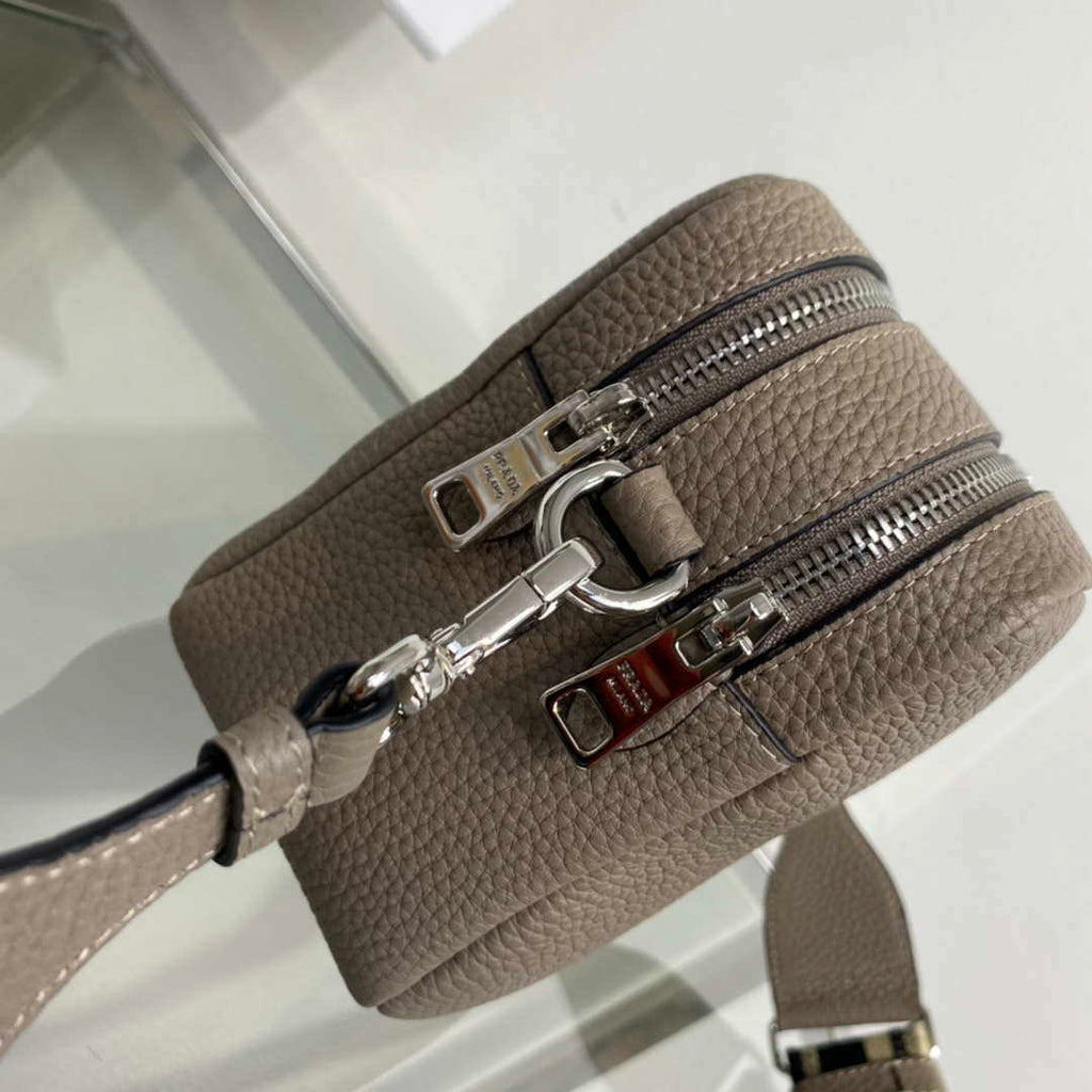 Prada Leather bag with shoulder strap 1BH082 Dark Gray