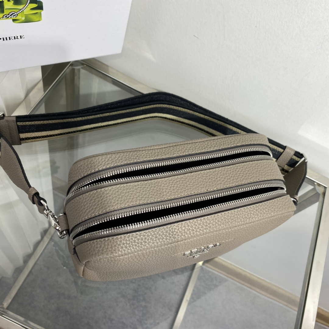 Prada Leather bag with shoulder strap 1BH082 Dark Gray