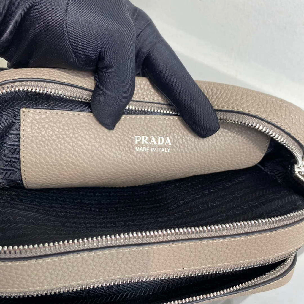 Prada Leather bag with shoulder strap 1BH082 Dark Gray