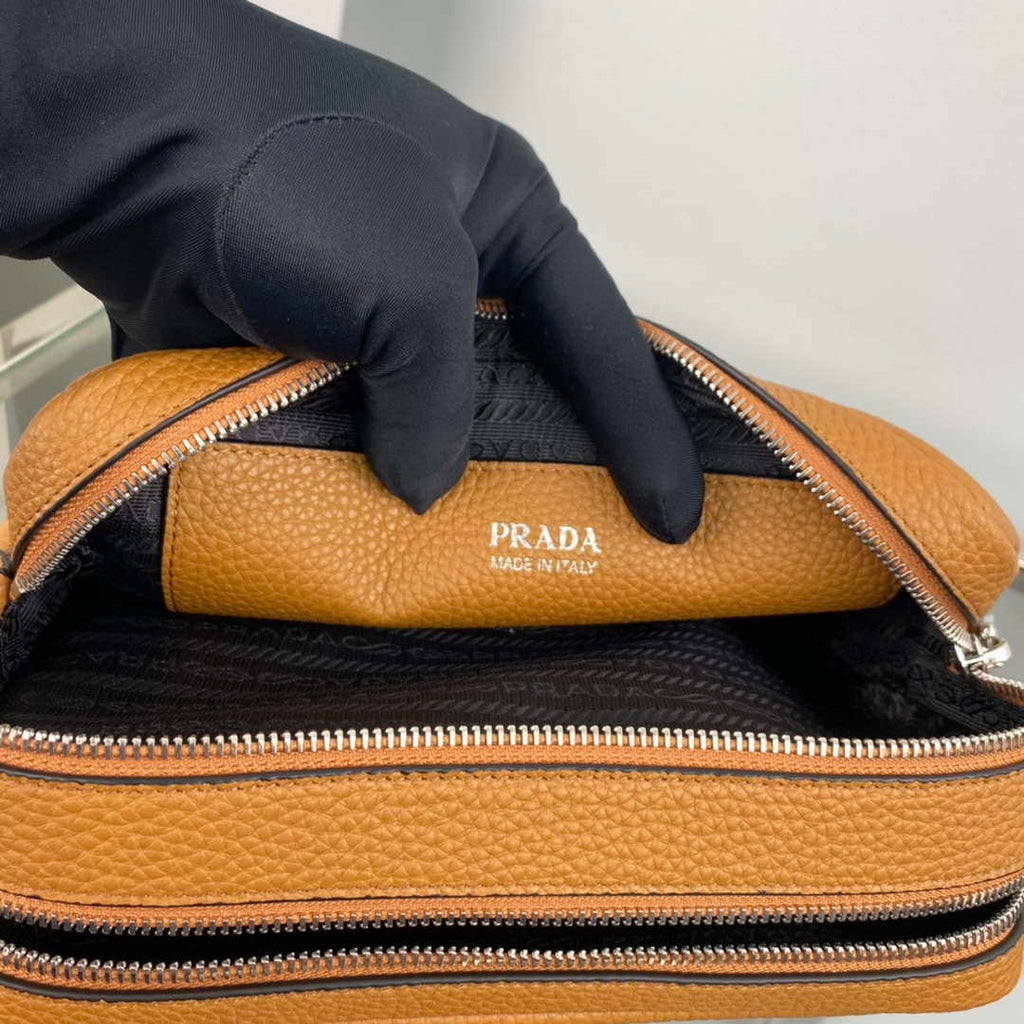 Prada Leather bag with shoulder strap 1BH082 Tan