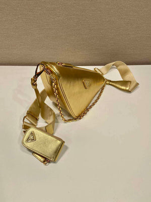 Prada Leather Prada Triangle shoulder bag 1BH190 Gold - Default Title - View 2
