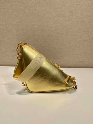 Prada Leather Prada Triangle shoulder bag 1BH190 Gold - Default Title - View 3