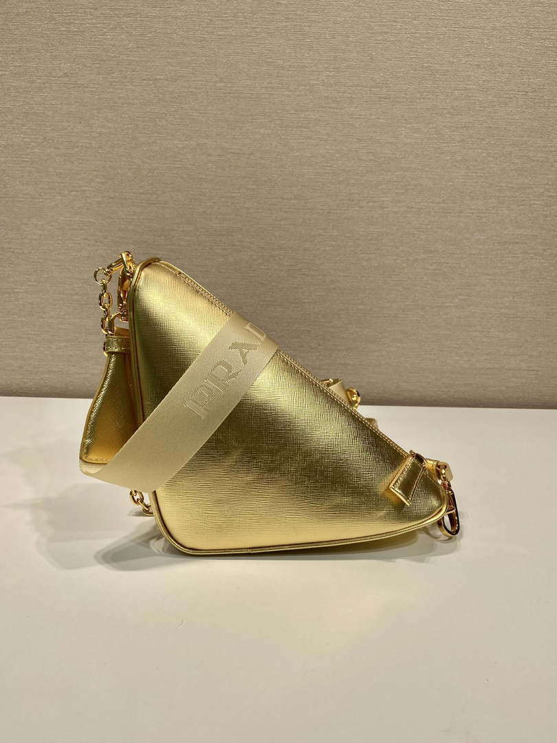Prada Leather Prada Triangle shoulder bag 1BH190 Gold - Default Title - View 3