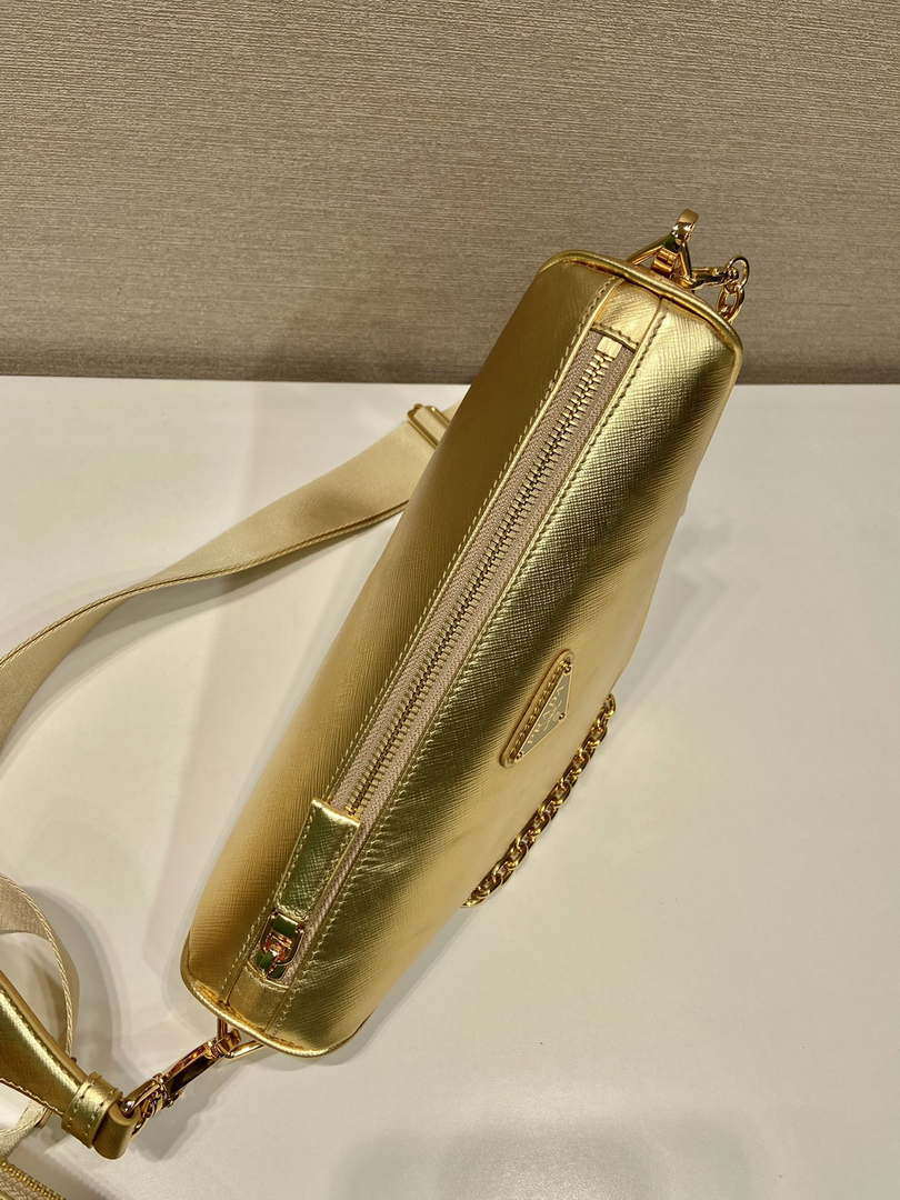 Prada Leather Prada Triangle shoulder bag 1BH190 Gold - Default Title - View 4