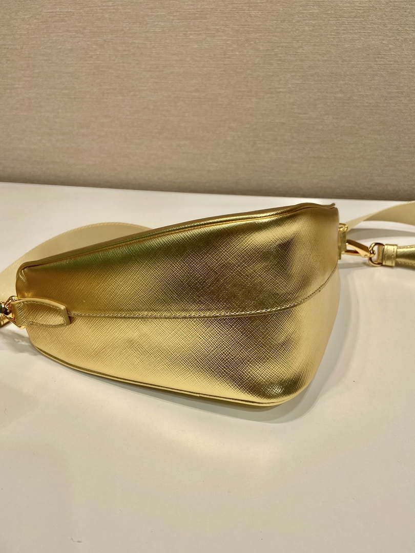 Prada Leather Prada Triangle shoulder bag 1BH190 Gold
