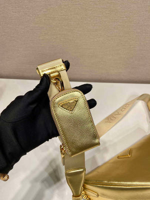 Prada Leather Prada Triangle shoulder bag 1BH190 Gold - Default Title - View 6