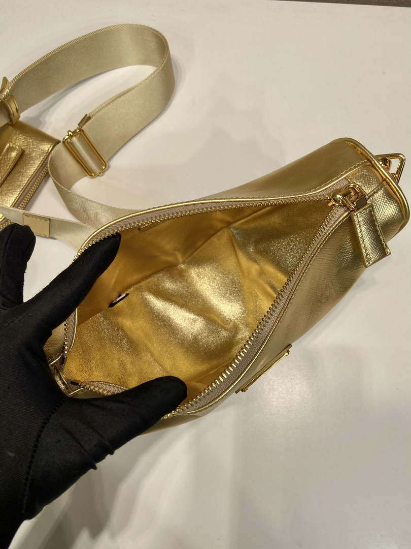 Prada Leather Prada Triangle shoulder bag 1BH190 Gold - Default Title - View 8