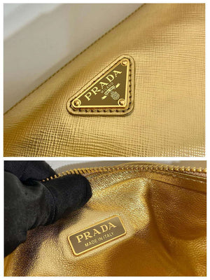 Prada Leather Prada Triangle shoulder bag 1BH190 Gold - Default Title - View 9