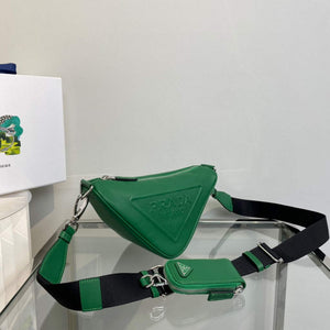 Prada Leather Prada Triangle shoulder bag 1BH190 Green - Default Title - View 2