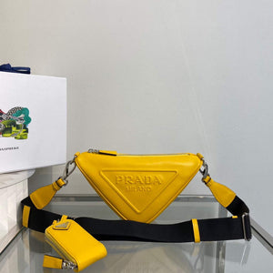 Prada Leather Prada Triangle shoulder bag 1BH190 Yellow - Default Title - View 1