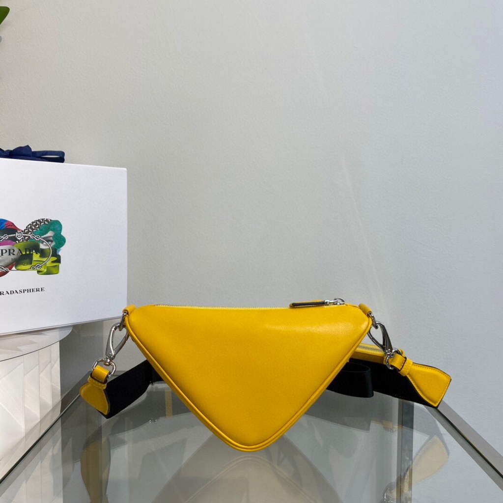 Prada Leather Prada Triangle shoulder bag 1BH190 Yellow
