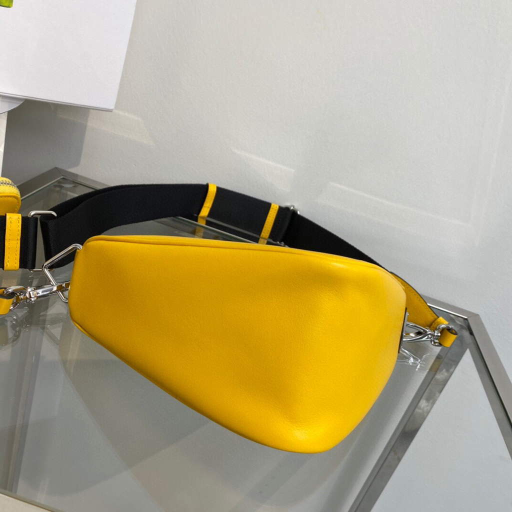 Prada Leather Prada Triangle shoulder bag 1BH190 Yellow
