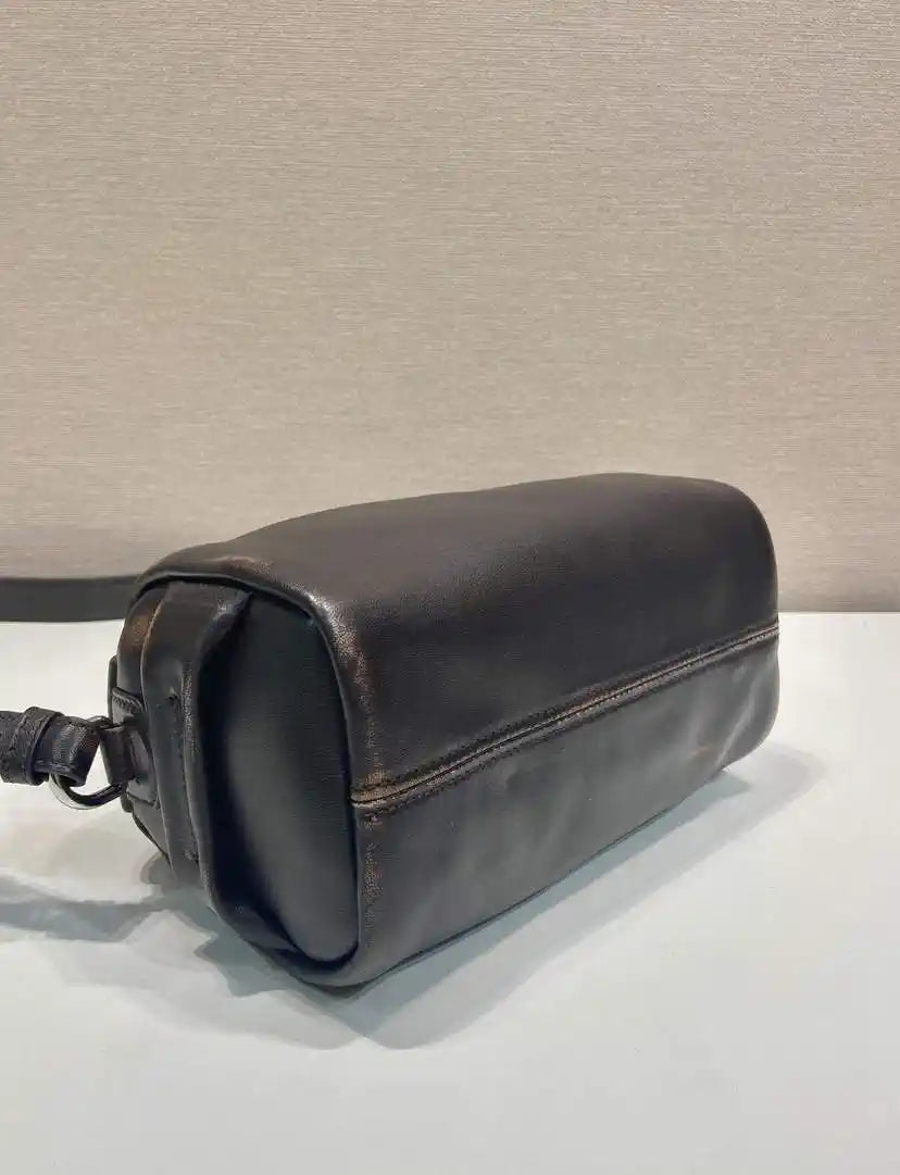 Prada leather shoulder bag 2VH188 Dark Brown