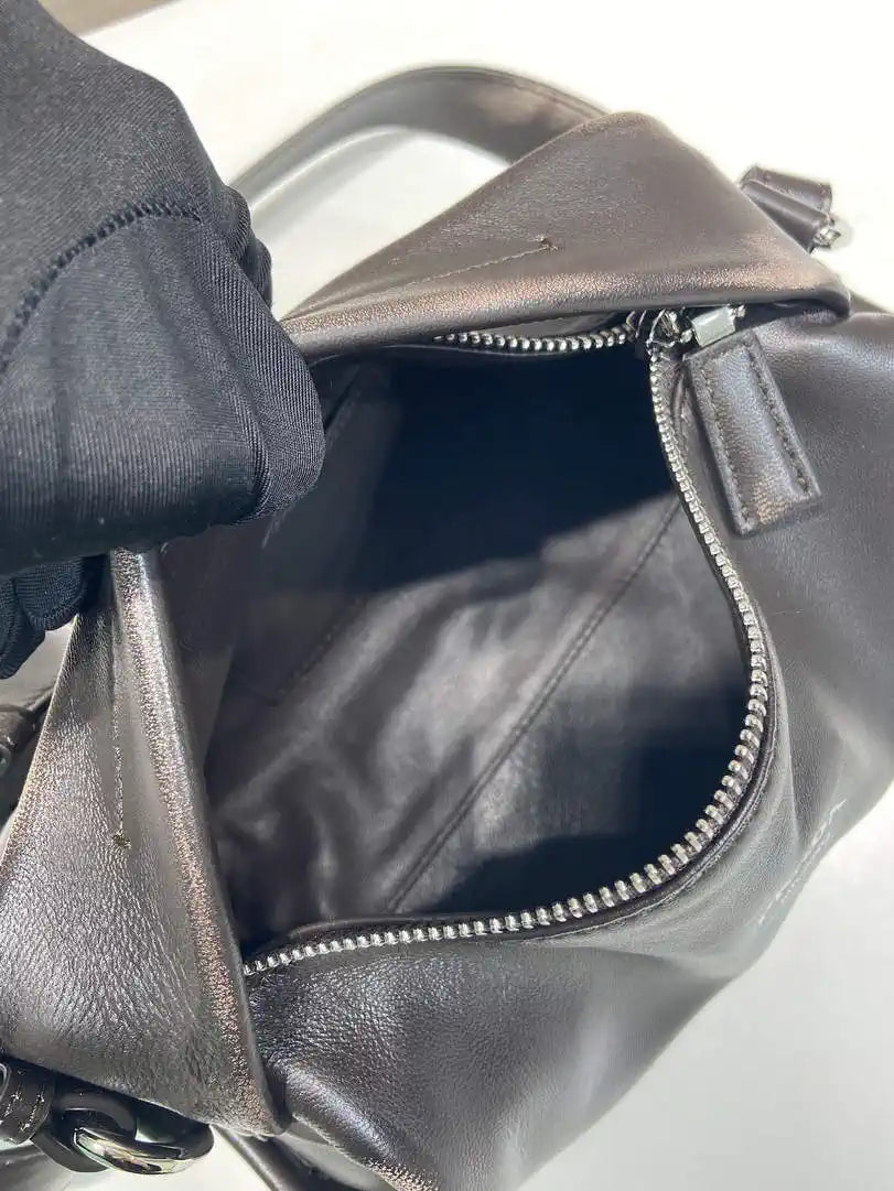 Prada leather shoulder bag 2VH188 Dark Brown