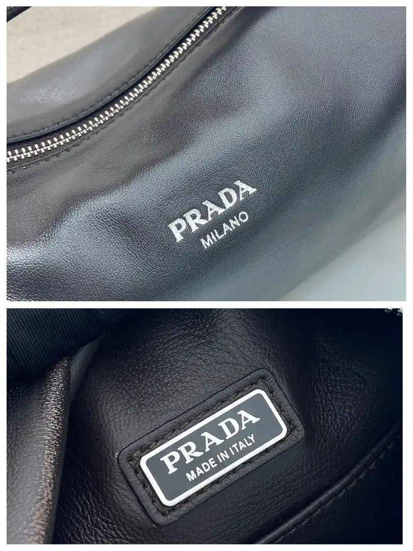 Prada leather shoulder bag 2VH188 Dark Brown