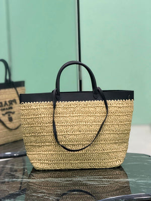 Prada Medium crochet and leather tote bag 1BG499 Black - Default Title - View 4