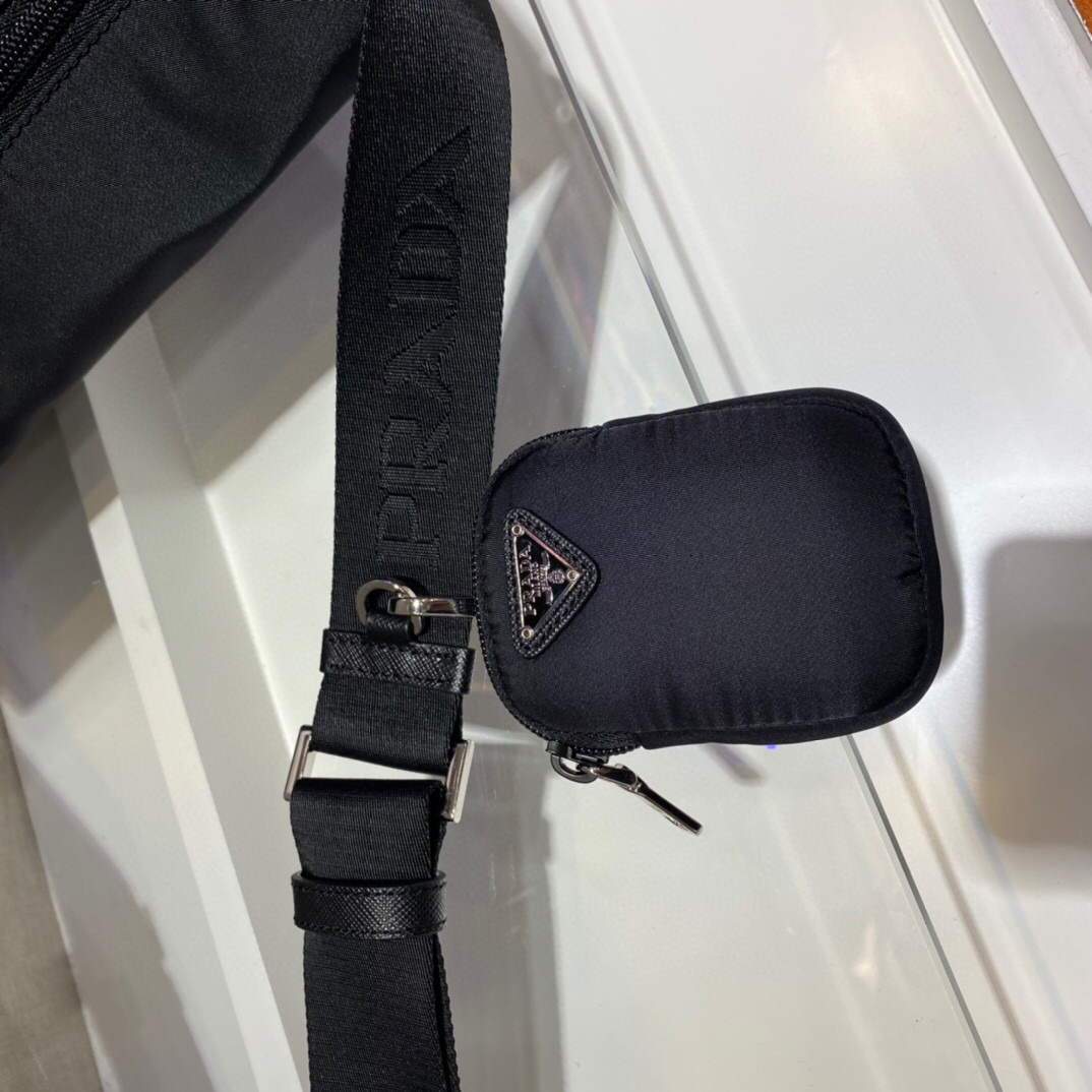Prada Medium Nylon Shoulder Bag 1BD671 Black