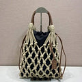 Prada Nou¨¦ medium cotton macram¨¦ bag 1BC111 Black