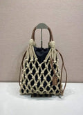 Prada Nou¨¦ medium cotton macram¨¦ bag 1BC111 Black