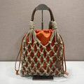 Prada Nou¨¦ medium cotton macram¨¦ bag 1BC111 Orange