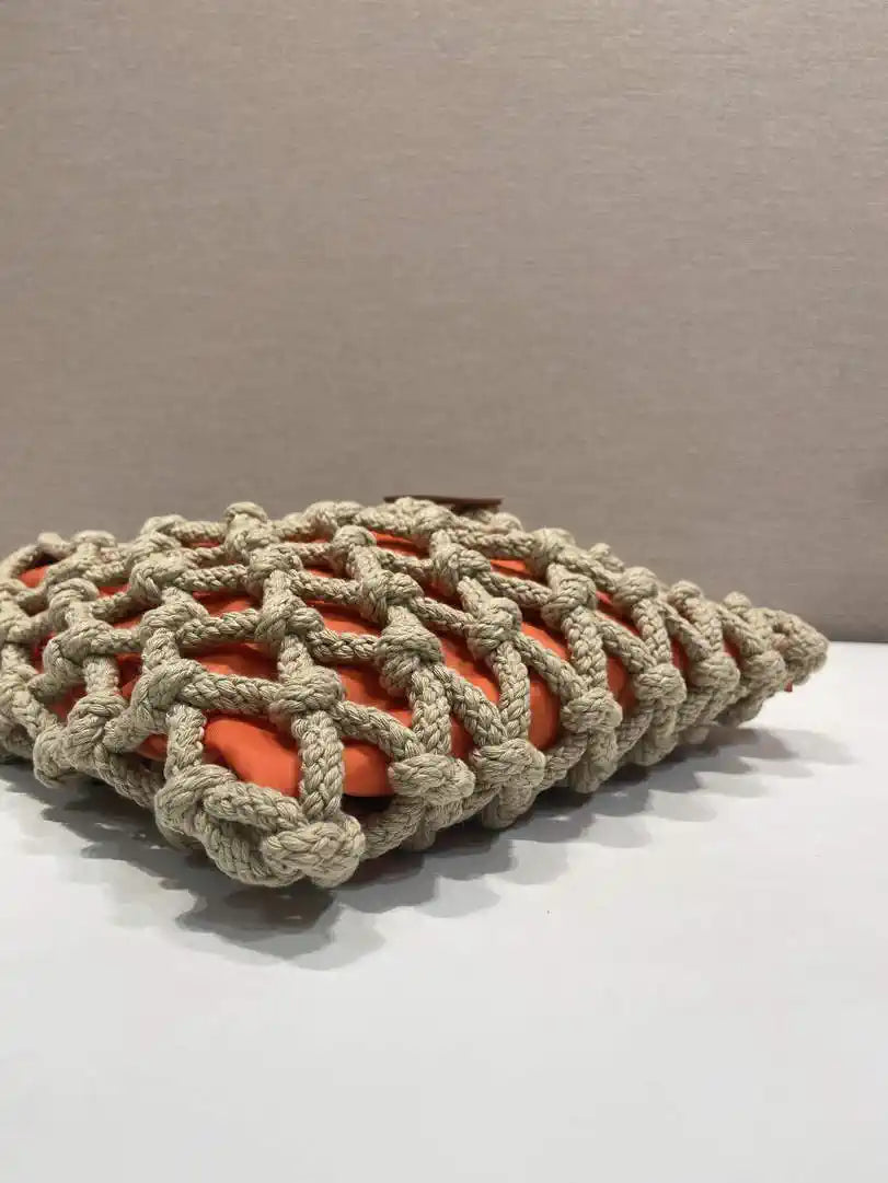 Prada Nou¨¦ medium cotton macram¨¦ bag 1BC111 Orange