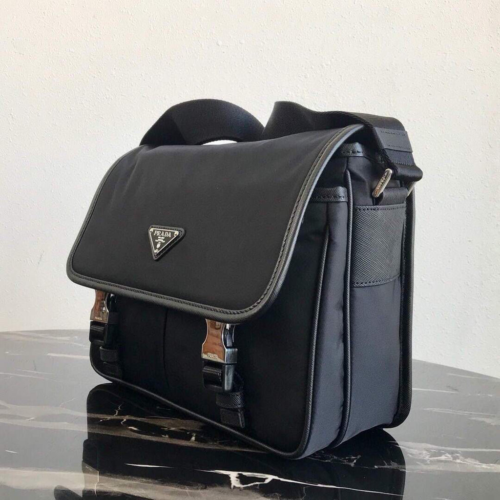 Prada Nylon and Saffiano Leather Bag with Strap 2VD769 Black
