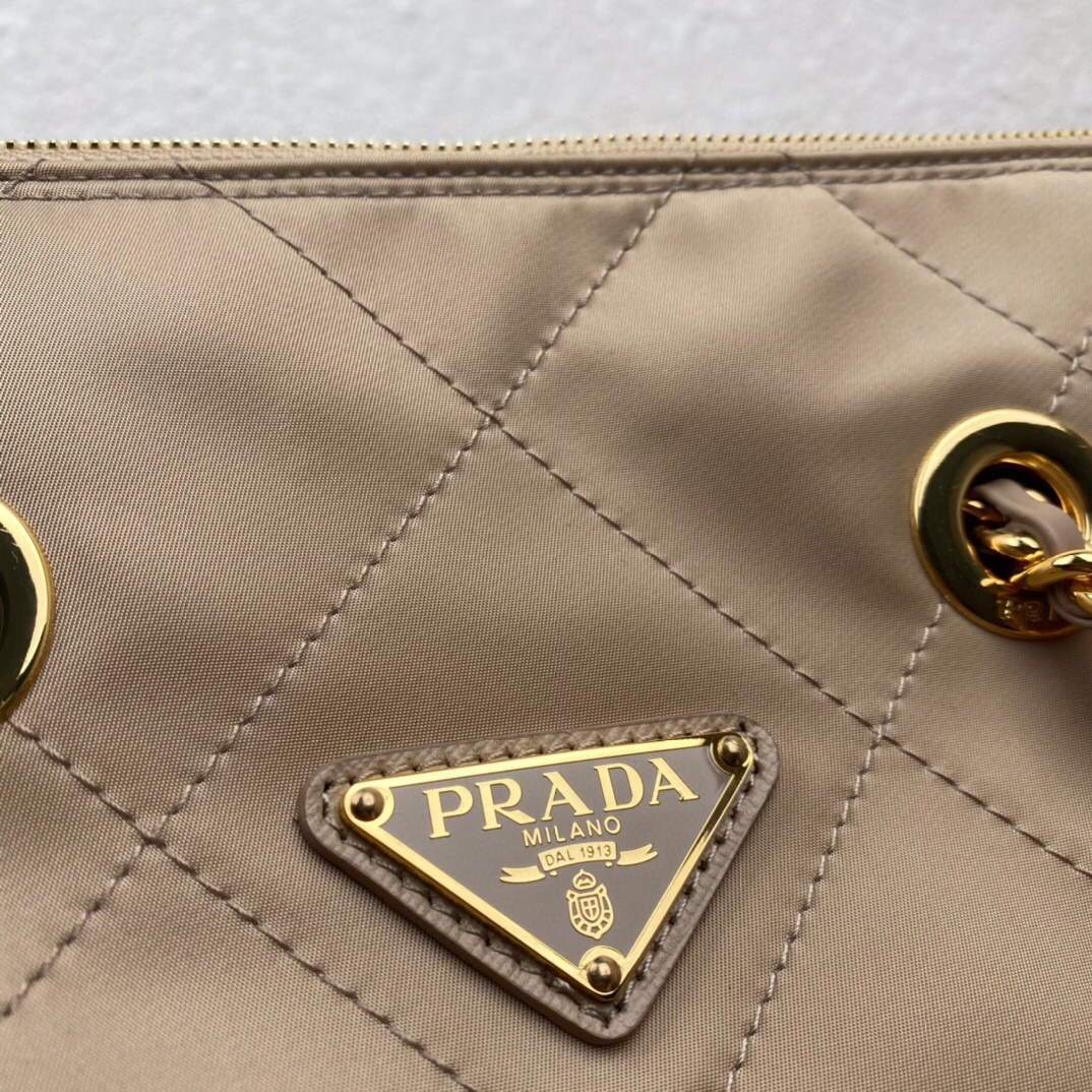 Prada Nylon Vintage Chain Stray Bag 1BD621 Apricot