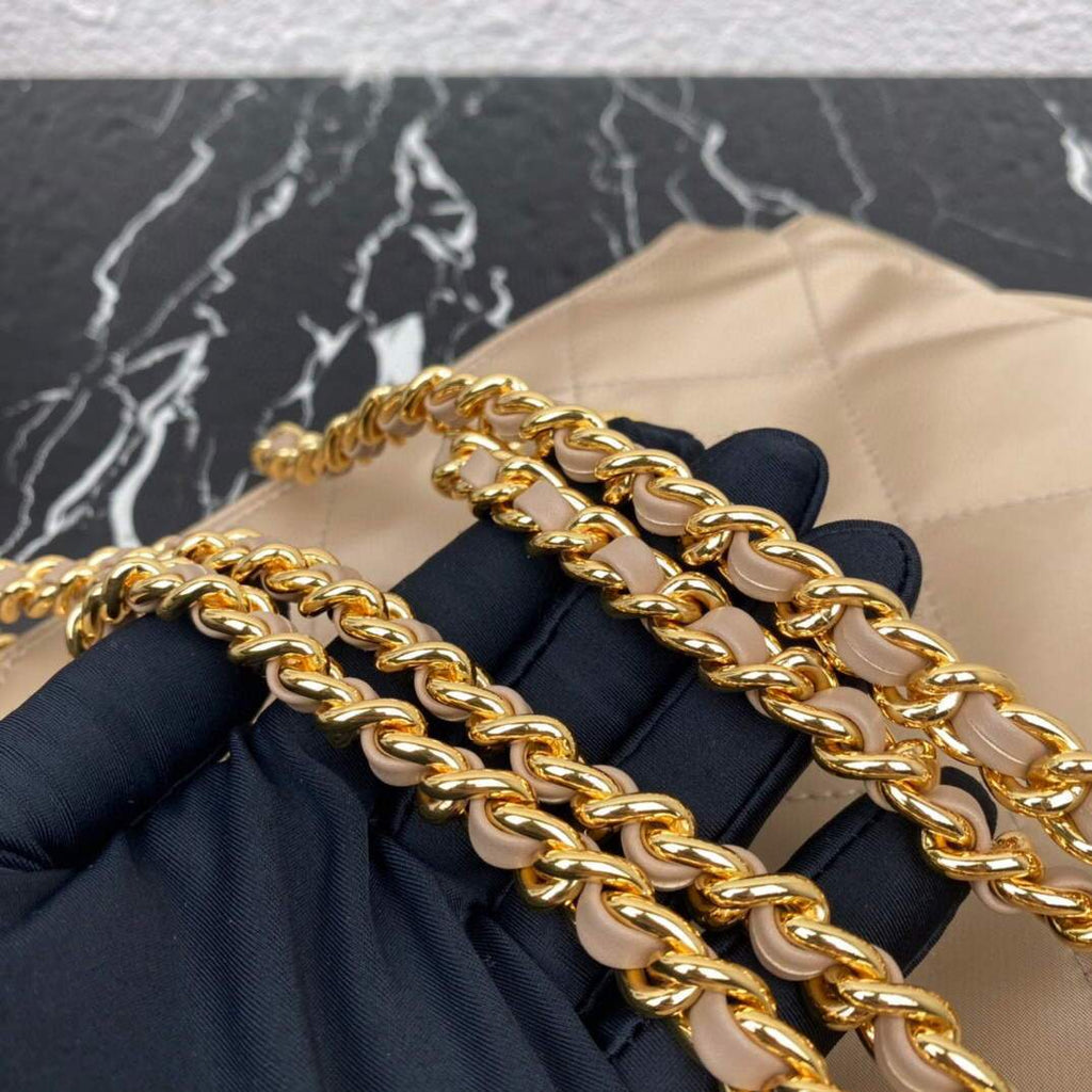 Prada Nylon Vintage Chain Stray Bag 1BD621 Apricot