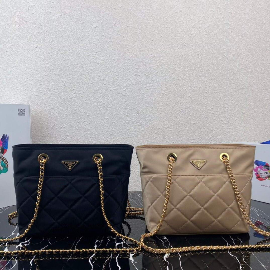 Prada Nylon Vintage Chain Stray Bag 1BD625 Apricot