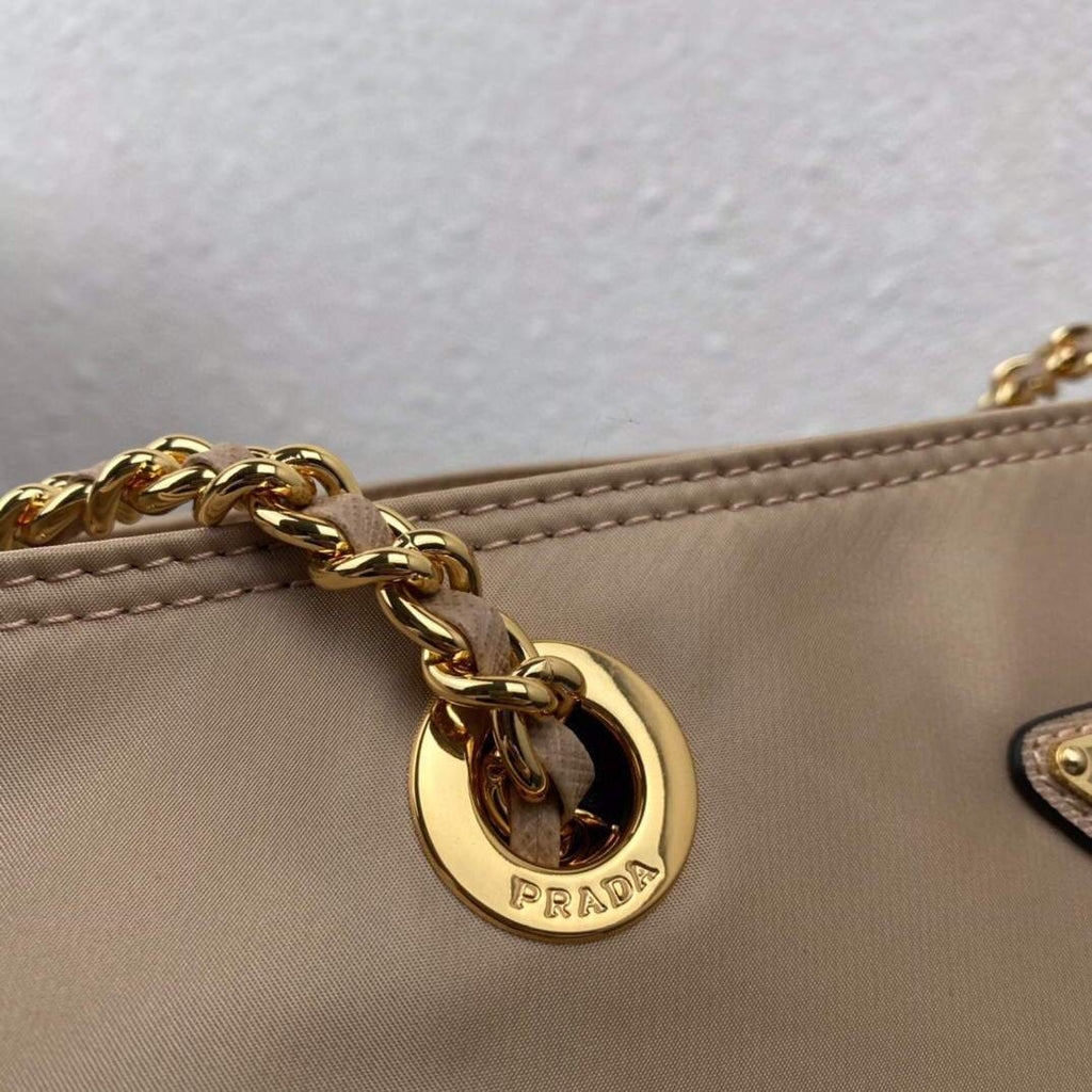 Prada Nylon Vintage Chain Stray Bag 1BD625 Apricot