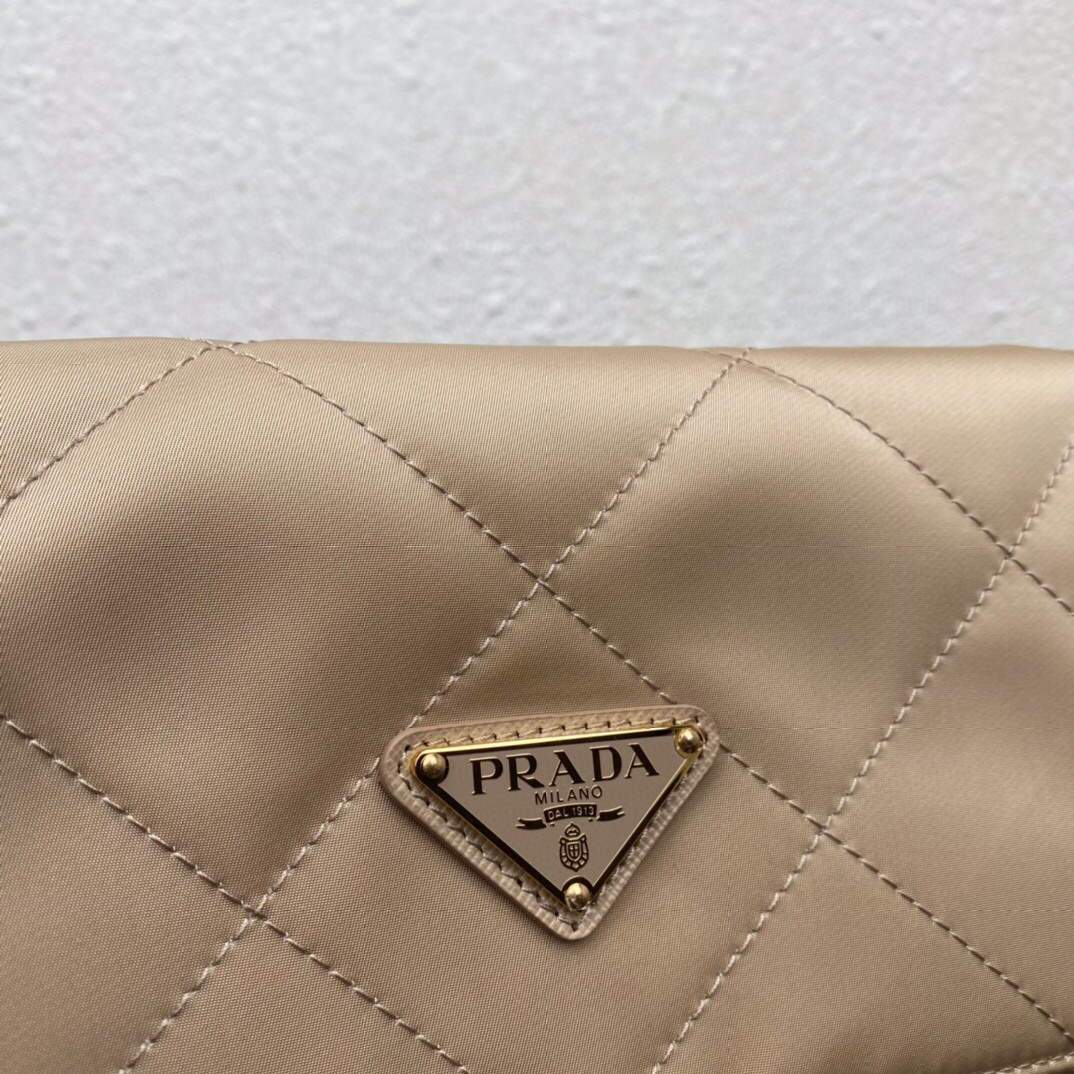 Prada Nylon Vintage Chain Stray Bag 1BD630 Apricot