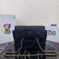 Prada Nylon Vintage Chain Stray Bag 1BD630 Black