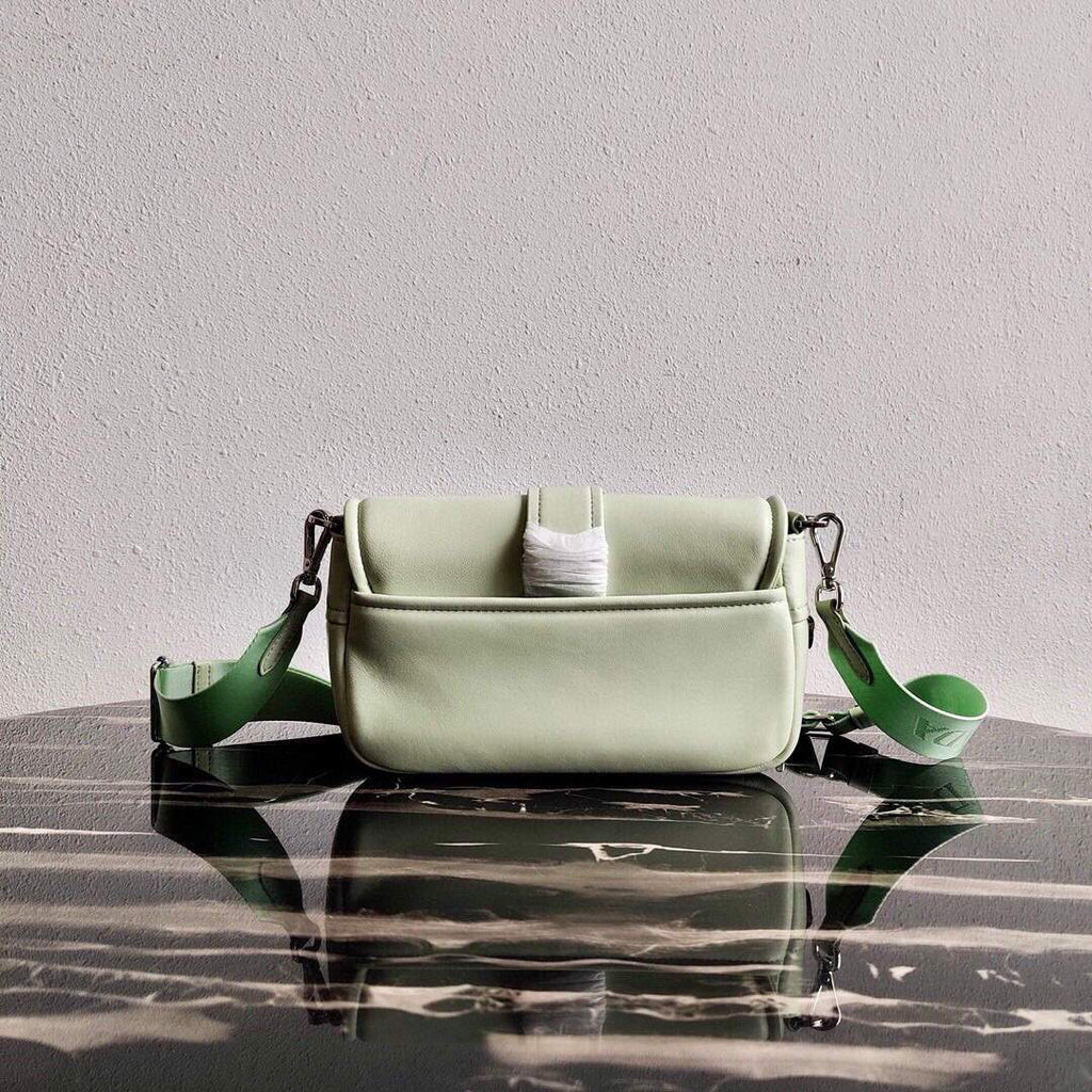 Prada Pocket Nylon and Brushed Leather Bag 1BD295 Green