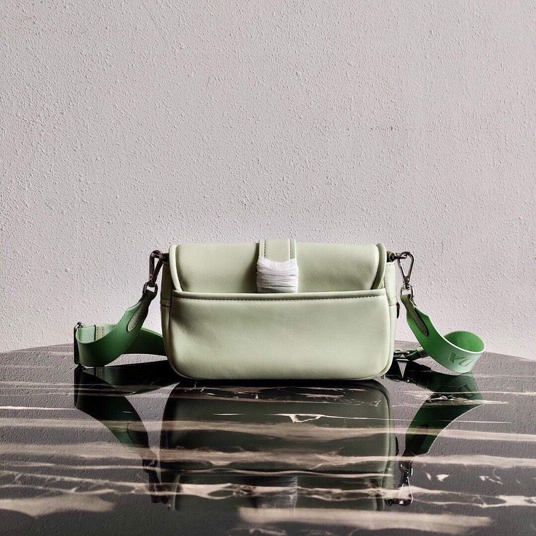 Prada Pocket Nylon and Brushed Leather Bag 1BD295 Green