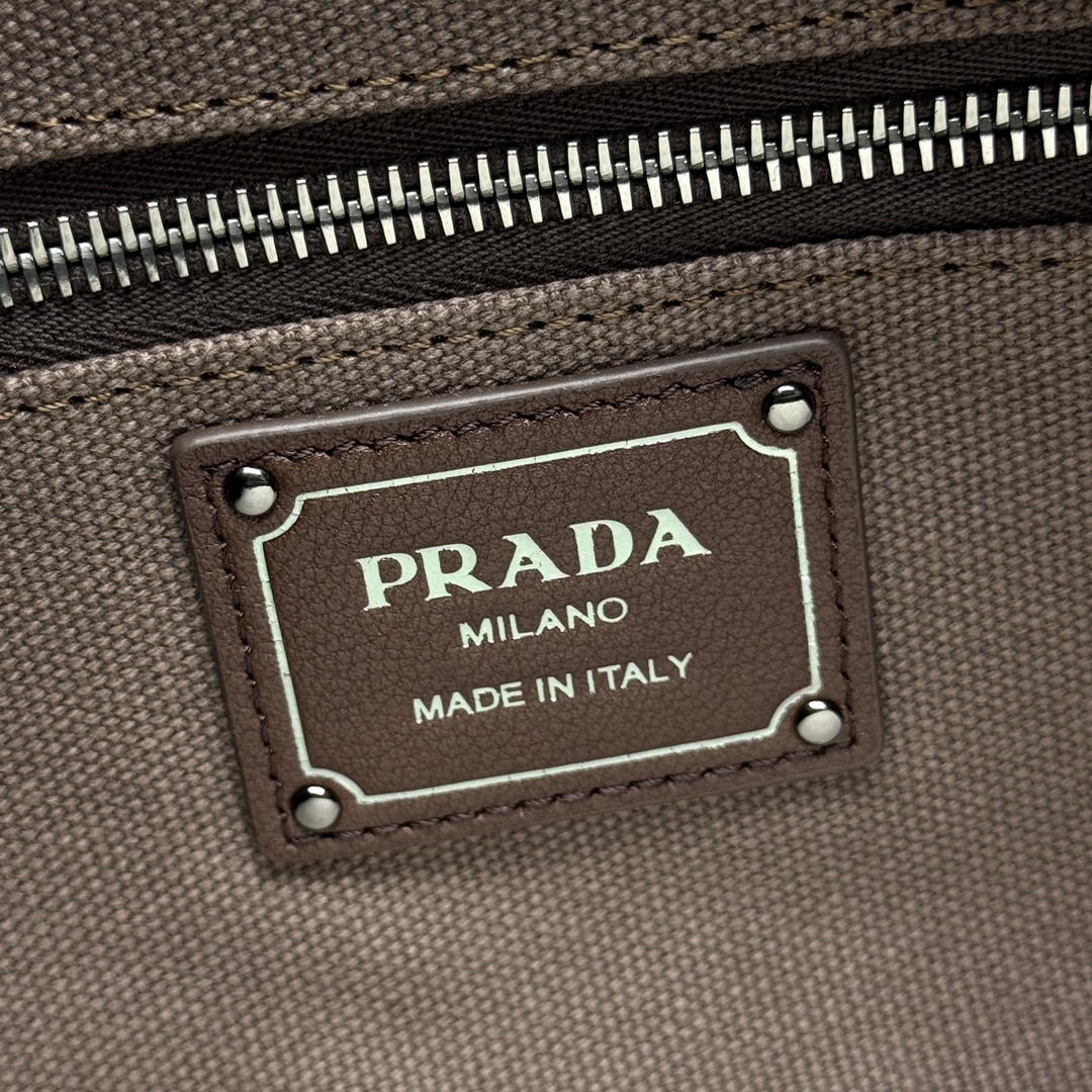Prada Route medium leather tote bag 1BG660 Dark Brown