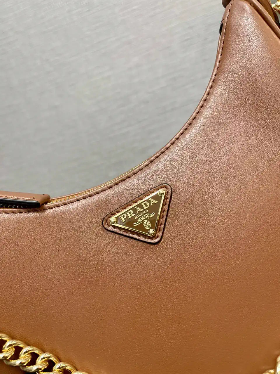 Prada Re-Edition leather mini-bag 1BC204 Brown