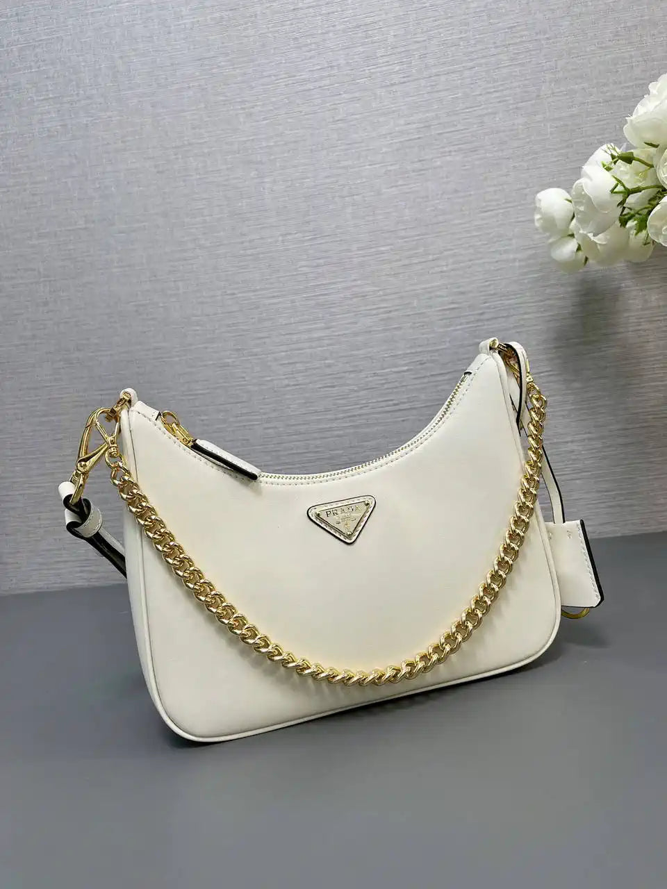 Prada Re-Edition leather mini-bag 1BC204 Beige