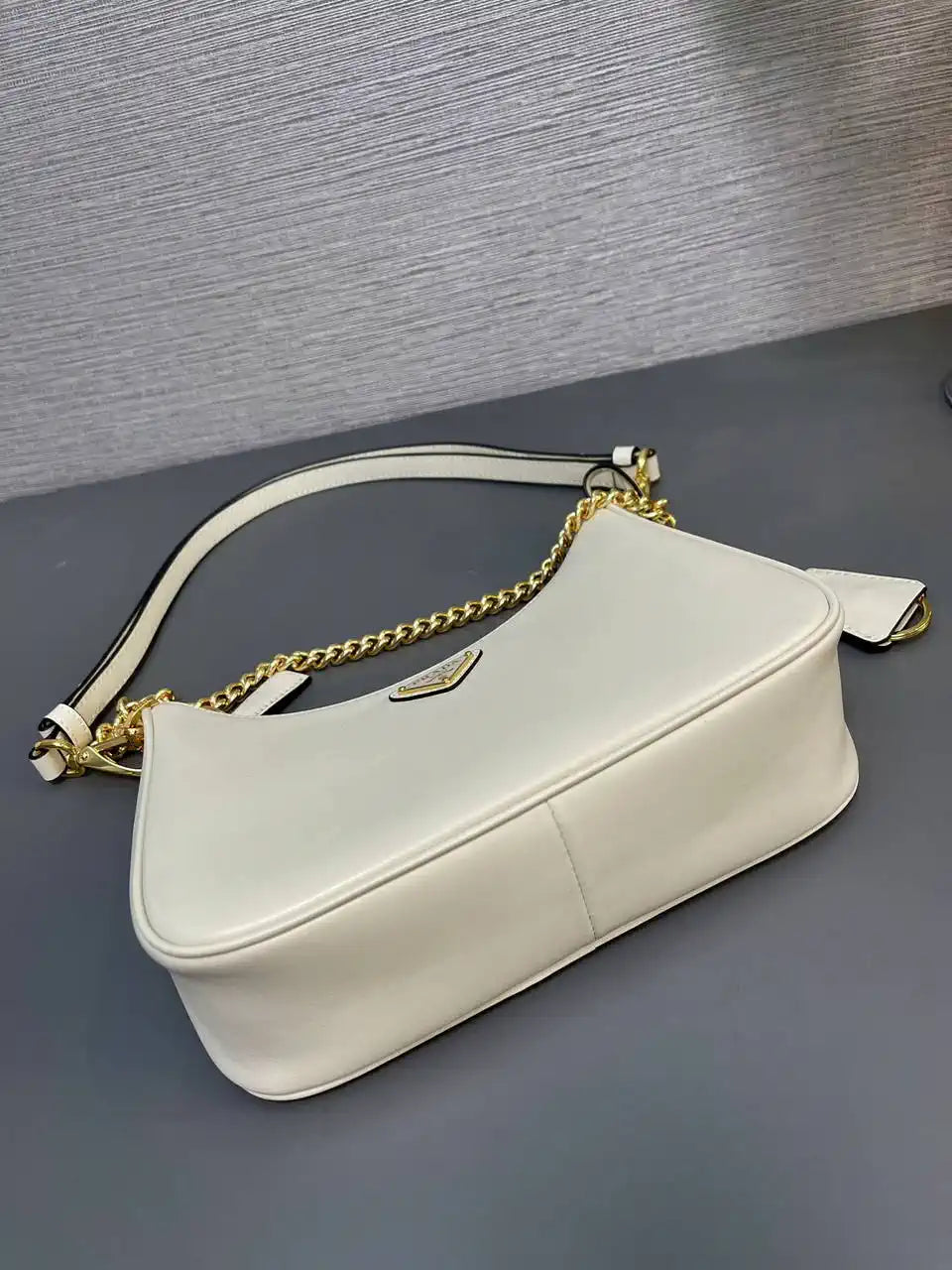 Prada Re-Edition leather mini-bag 1BC204 Beige