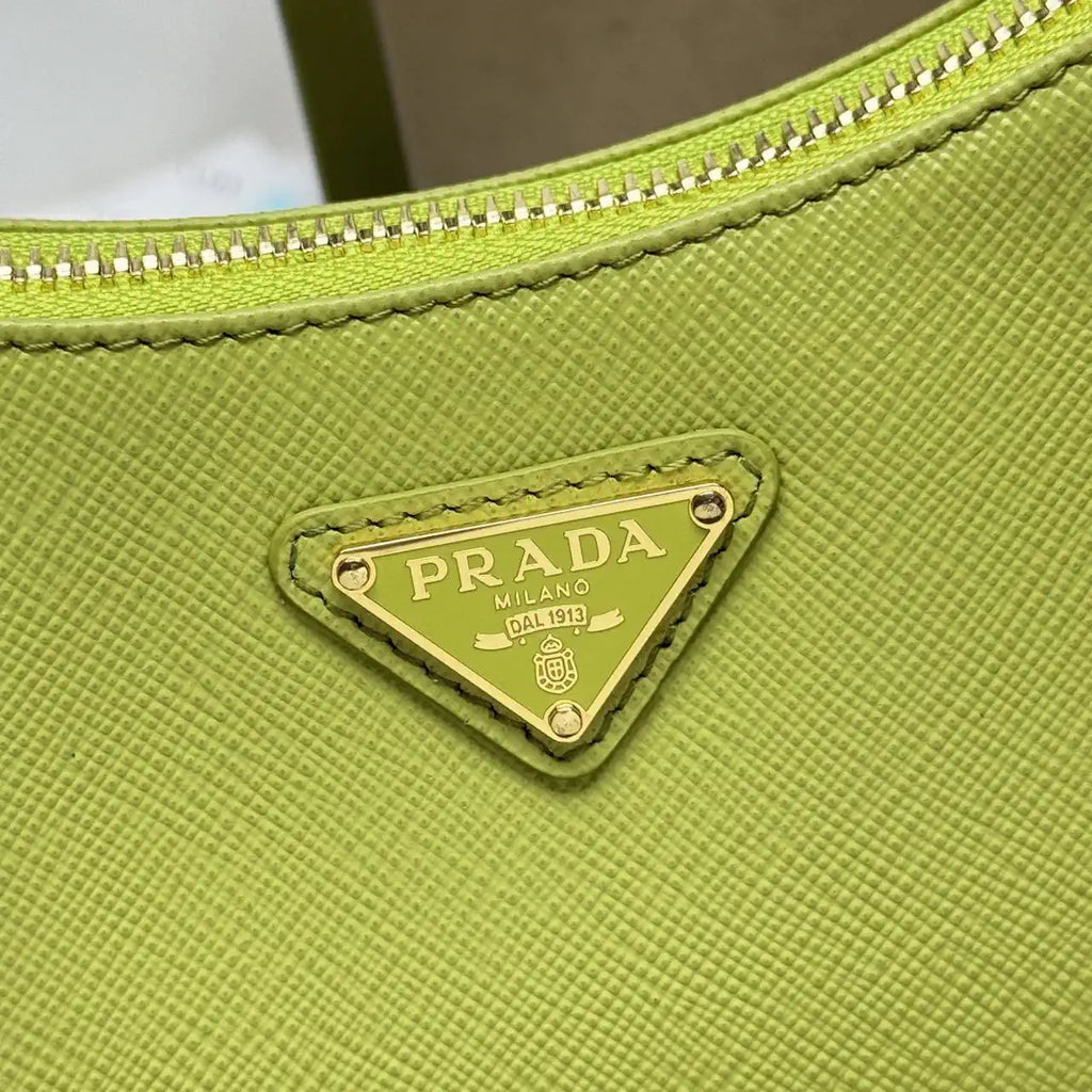 Prada Re-Edition Saffiano leather mini-bag 1BC204 Lemon Green