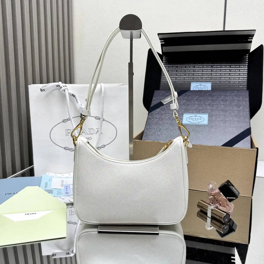 Prada Re-Edition Saffiano leather mini-bag 1BC204 White