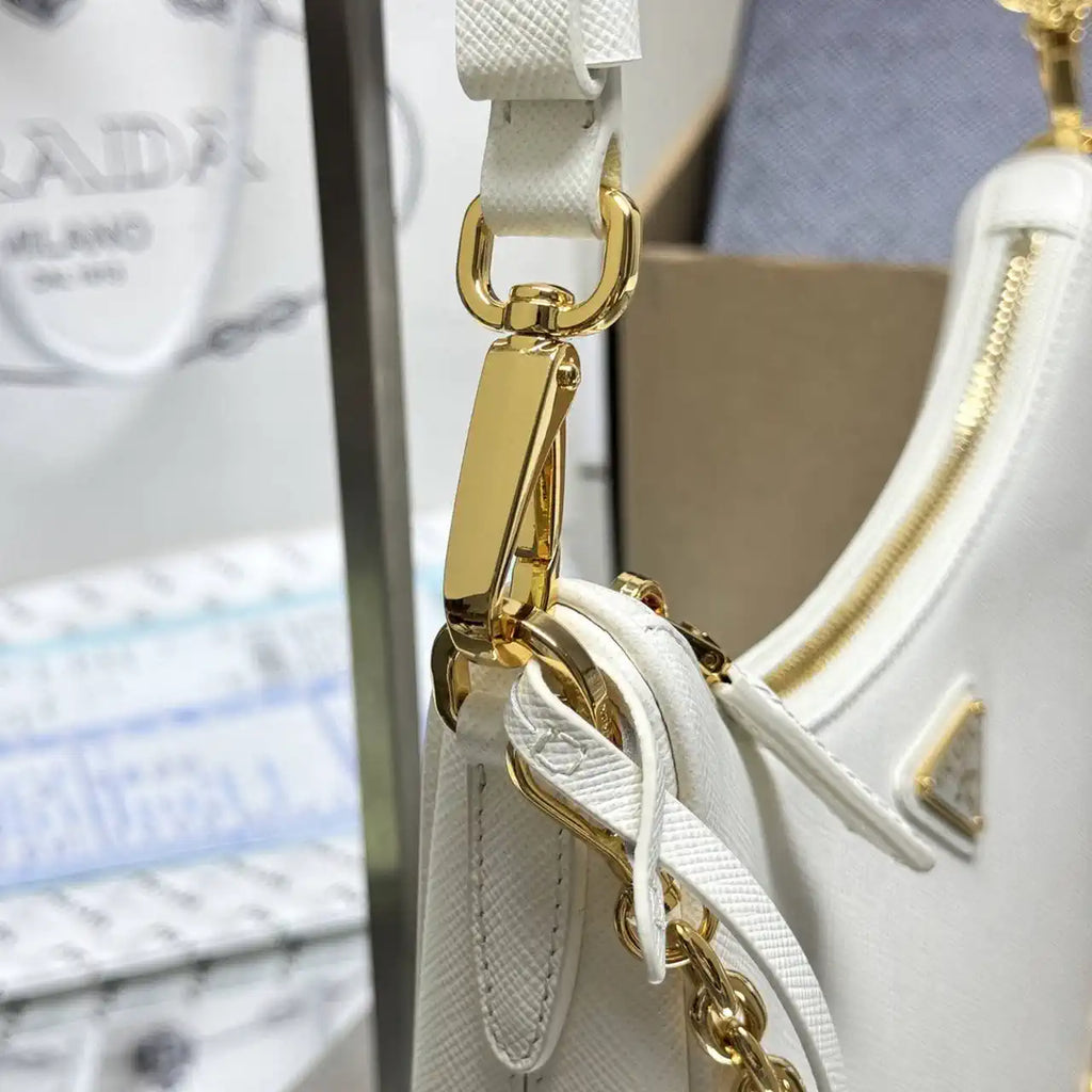 Prada Re-Edition Saffiano leather mini-bag 1BC204 White