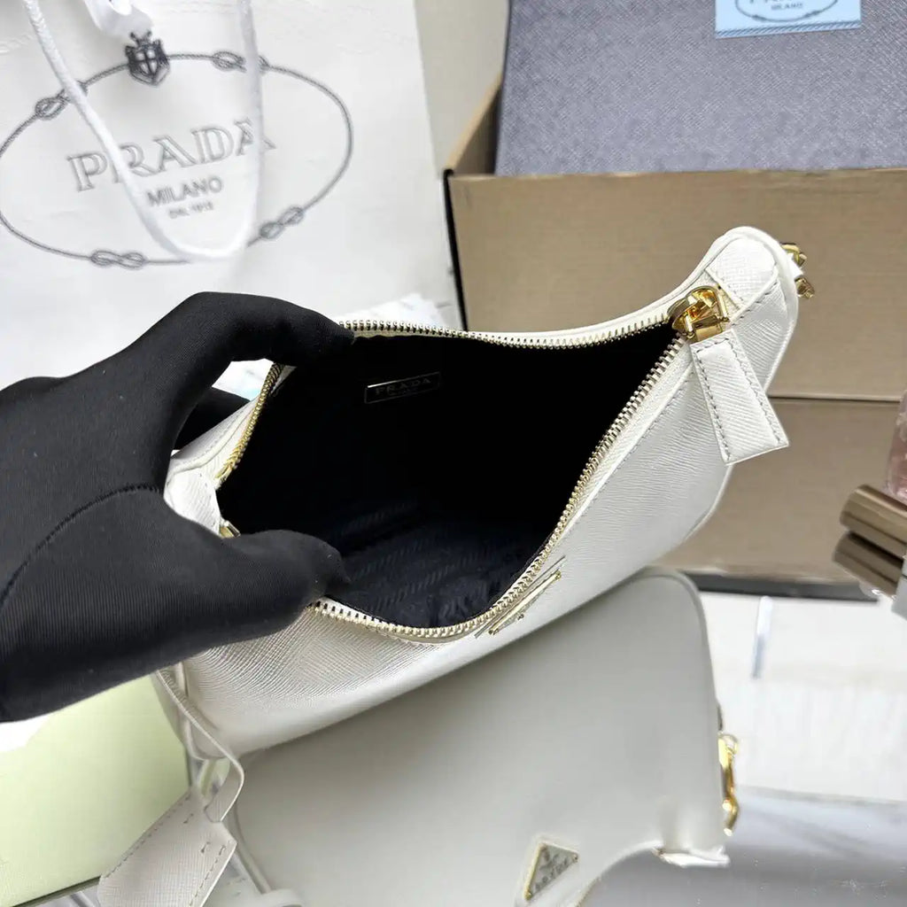 Prada Re-Edition Saffiano leather mini-bag 1BC204 White