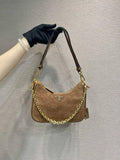 Prada Re-Edition Suede leather mini-bag 1BC204 Brown