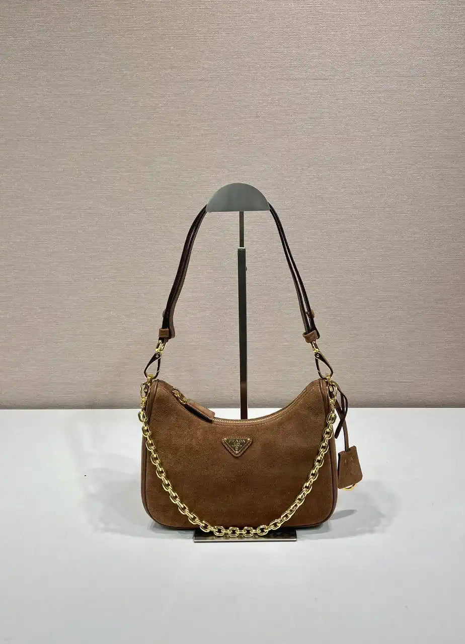 Prada Re-Edition Suede leather mini-bag 1BC204 Brown