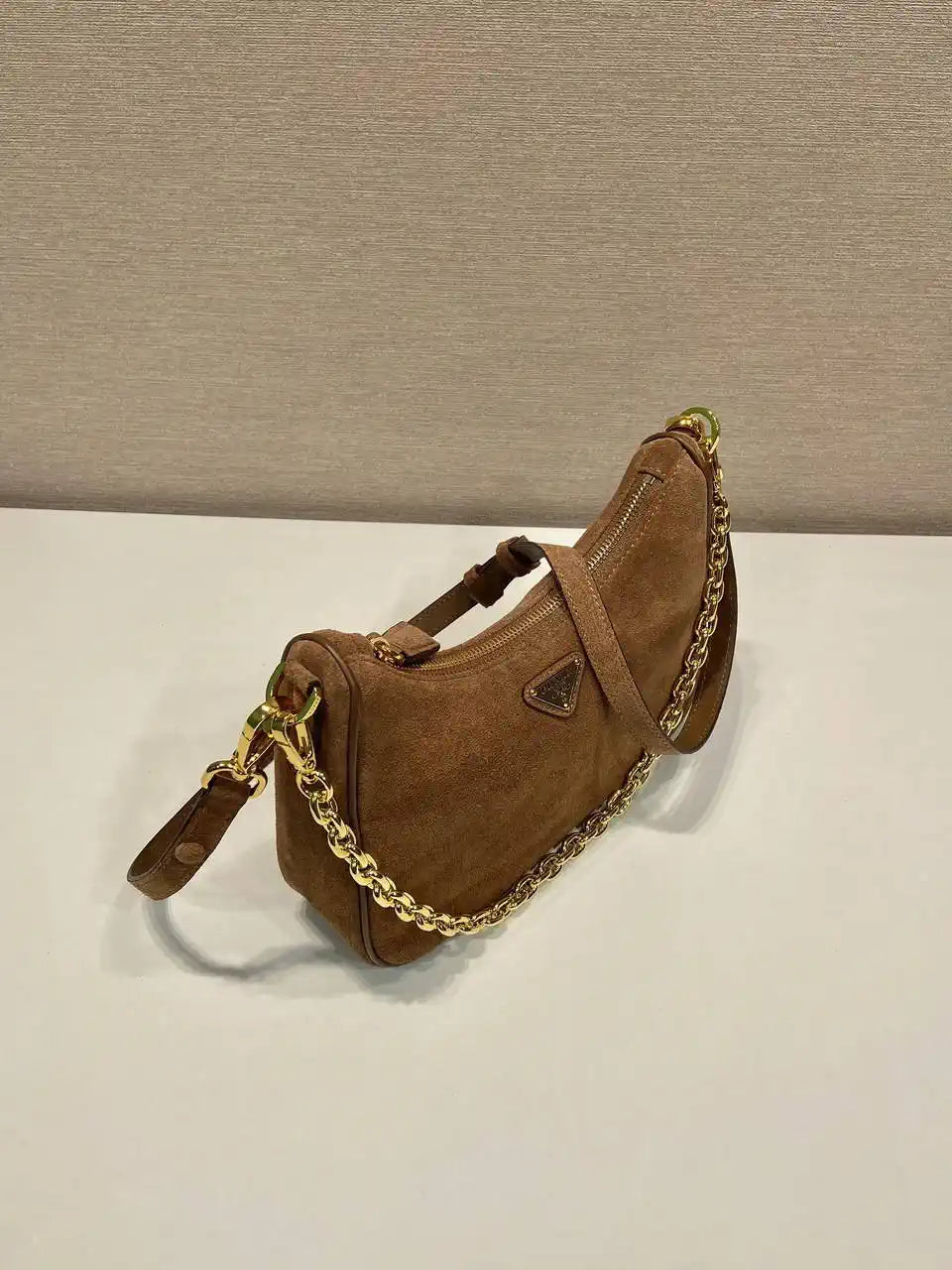 Prada Re-Edition Suede leather mini-bag 1BC204 Brown