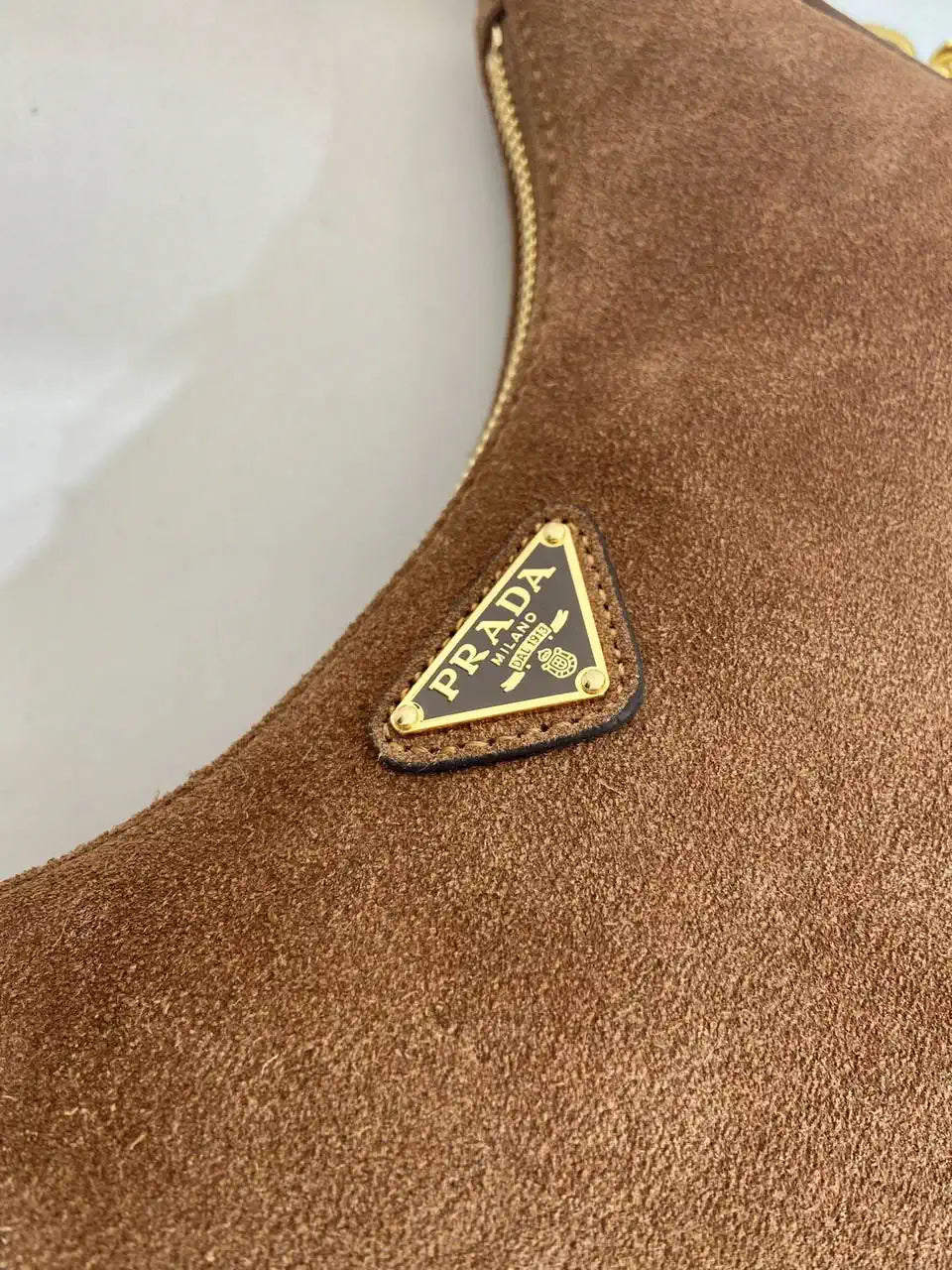 Prada Re-Edition Suede leather mini-bag 1BC204 Brown