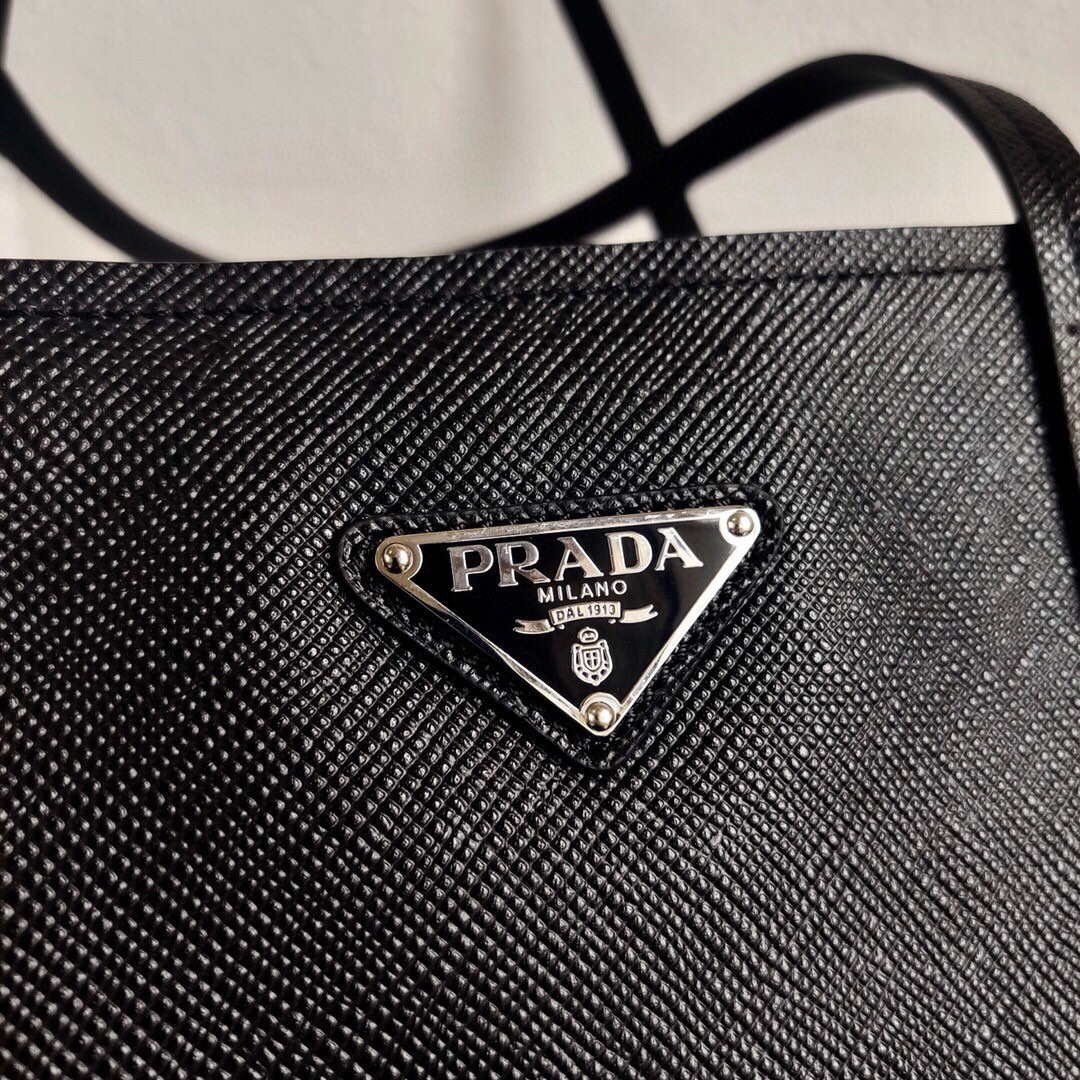 Prada Saffiano Leather 1BG342 Tote Black - Default Title - View 6