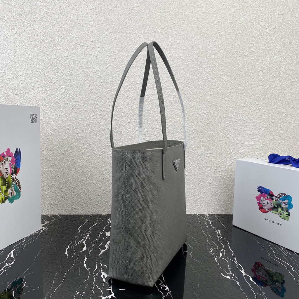 Prada Saffiano Leather 1BG342 Tote Gray