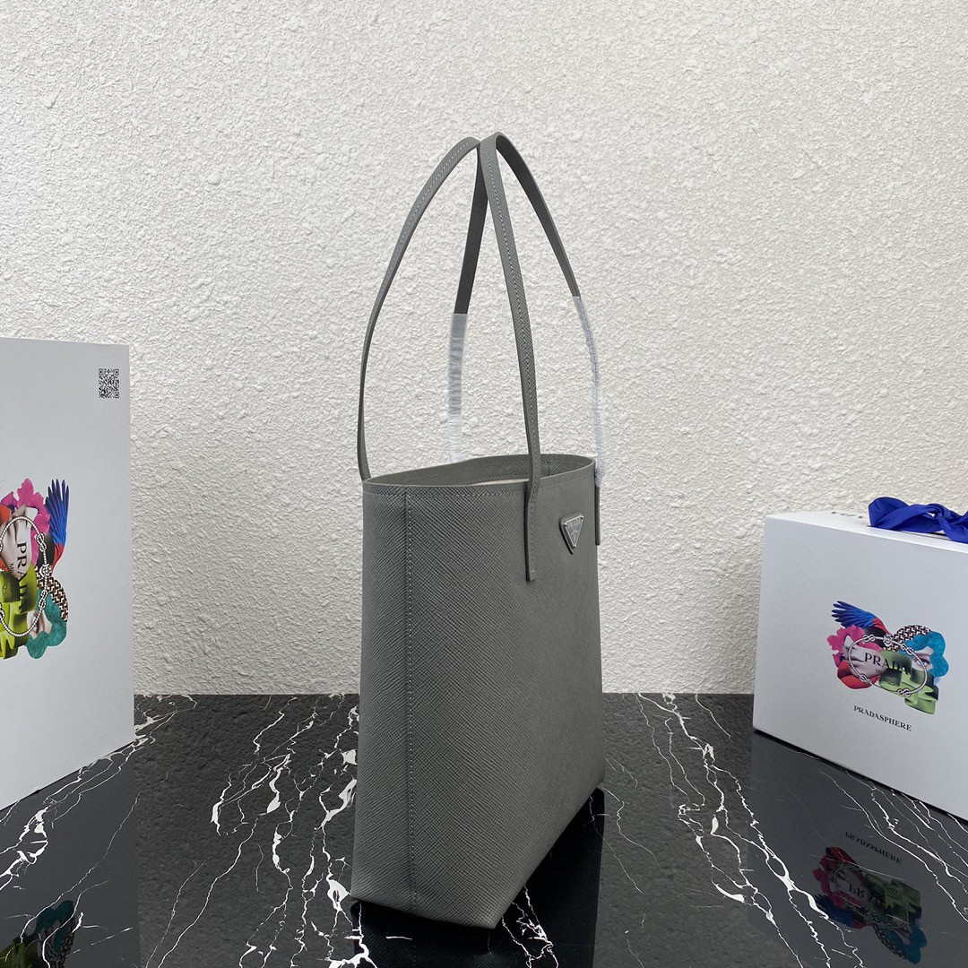 Prada Saffiano Leather 1BG342 Tote Gray