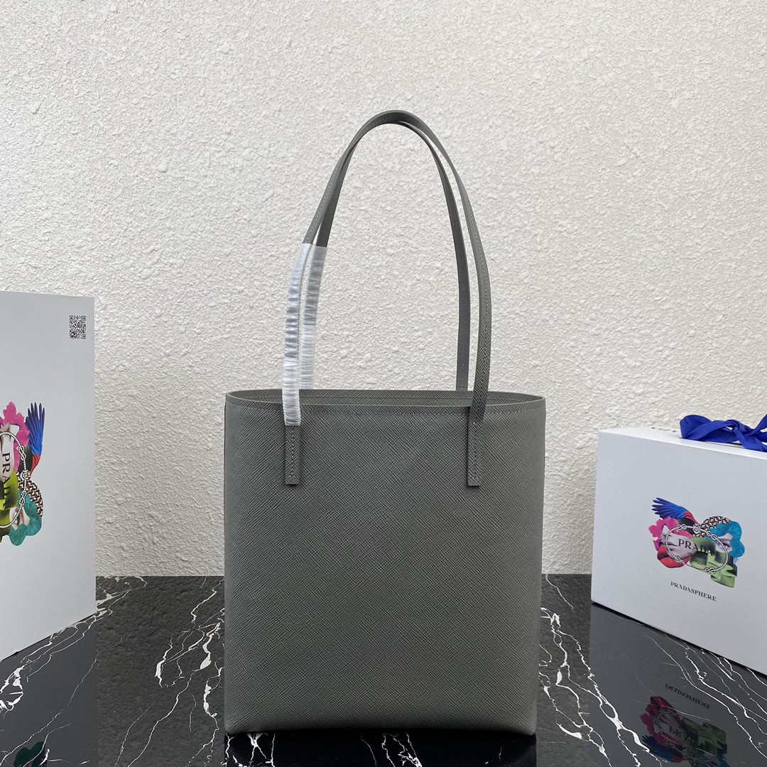 Prada Saffiano Leather 1BG342 Tote Gray
